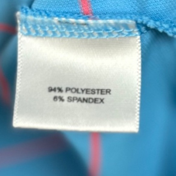PETER MILLAR SUMMER COMFORT Golf Polo, Blue with Hot Pink Stripes, Size Medium - Picture 2 of 7